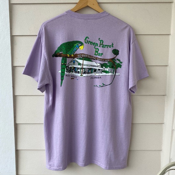 GILDAN • The Green Parrot Bar, Key West FL Purple Crew neck T-shirt size large - Picture 14 of 14